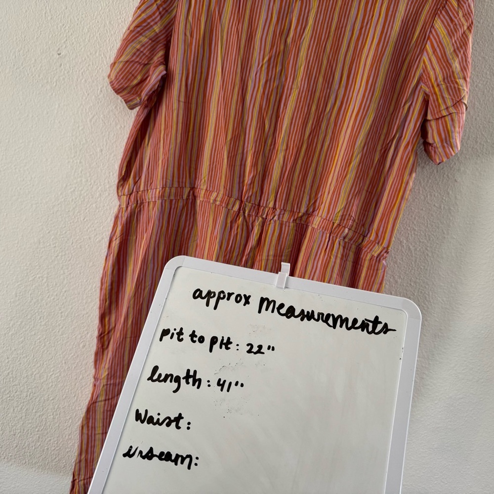 House Striped Dress Relaxed Drawstring Waist Size 44EU (12/14) Boho Natural NEW - Picture 2 of 14